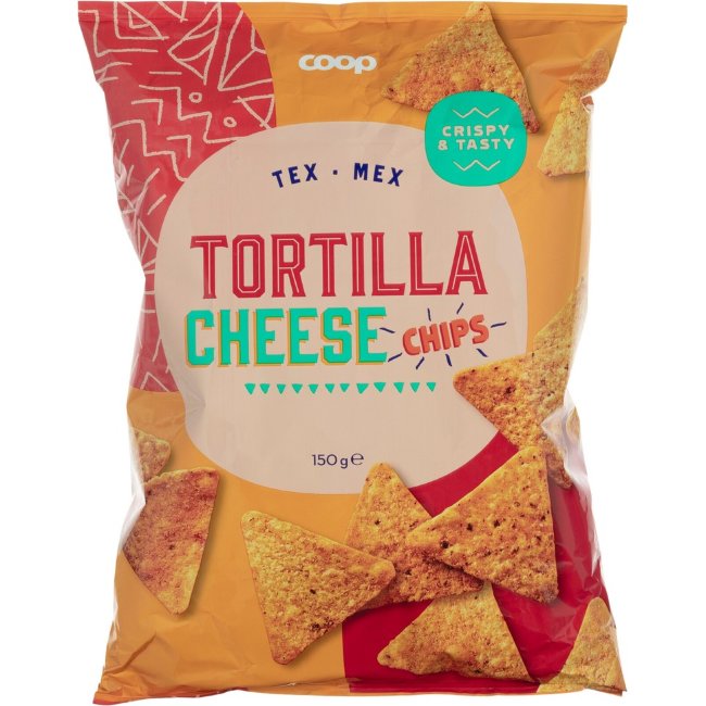 Цельнозерновые кукурузные чипсы без глютена с сыром Tex Mex Coop 150 гр