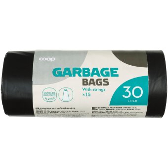 Мусорные мешки Coop с завязками 30 л 15 шт