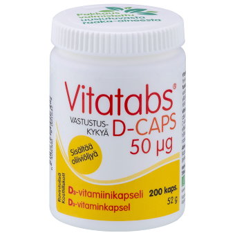 Витамин Д на оливковом масле Vitatabs D-Caps 50 мкг Hankintatukku 200 капс Витамин Д на оливковом масле Vitatabs D-Caps 50 мкг Hankintatukku 200 капс