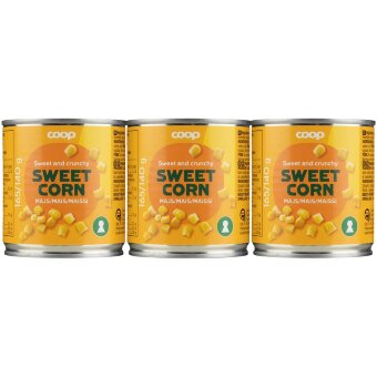 Кукуруза в солевом растворе Coop (уп 3 шт) 3x165/140 гр