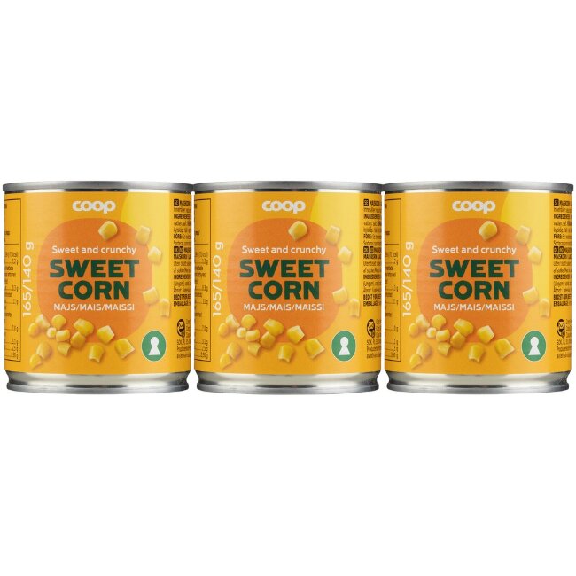 Кукуруза в солевом растворе Coop (уп 3 шт) 3x165/140 гр