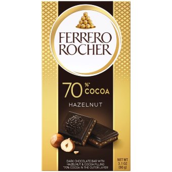 Темный шоколад 70% с фундуком Ferrero Rocher 90 гр