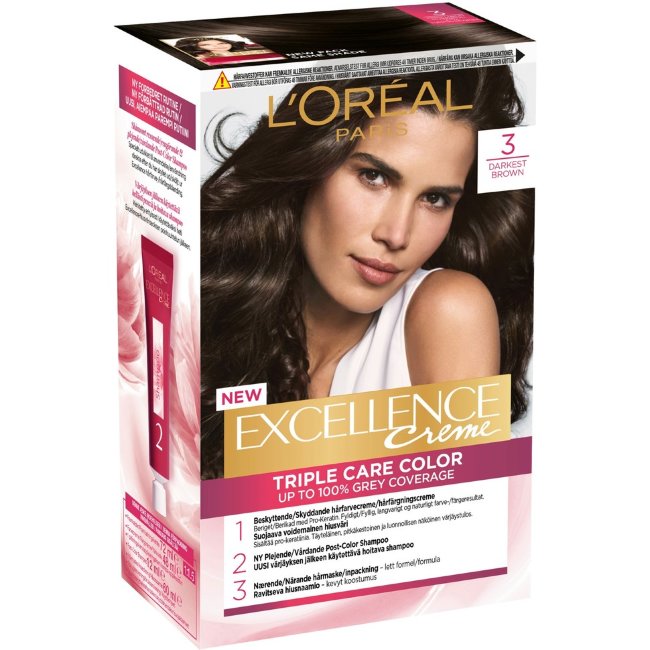Крем-краска для волос L'Oréal Paris Excellence Creme 3 темно-коричневый 1 шт Крем-краска для волос L'Oréal Paris Excellence Creme 3 темно-коричневый 1 шт