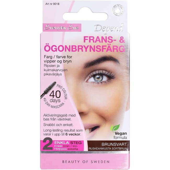 Быстрая краска для ресниц и бровей Depend коричнево-черная 9018