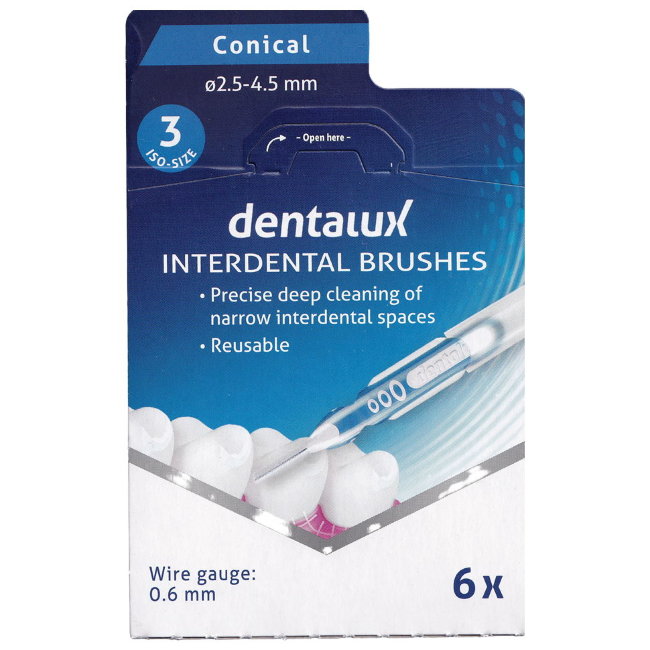 Многоразовые межзубные щётки для узких мест Dentalux Conical конические 2,5 - 4,5 мм 6 шт/уп