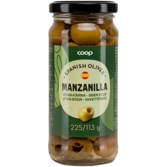 Зеленые оливки без косточки Coop 225/113 гр Зеленые оливки без косточки Coop 225/113 гр