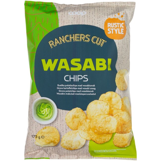 Деревенские картофельные чипсы Coop со вкусом васаби 175 гр
