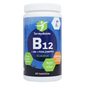 Таблетки Terveyskaista B12+B6+Фолиевая кислота 90 шт. пролонгированного действия