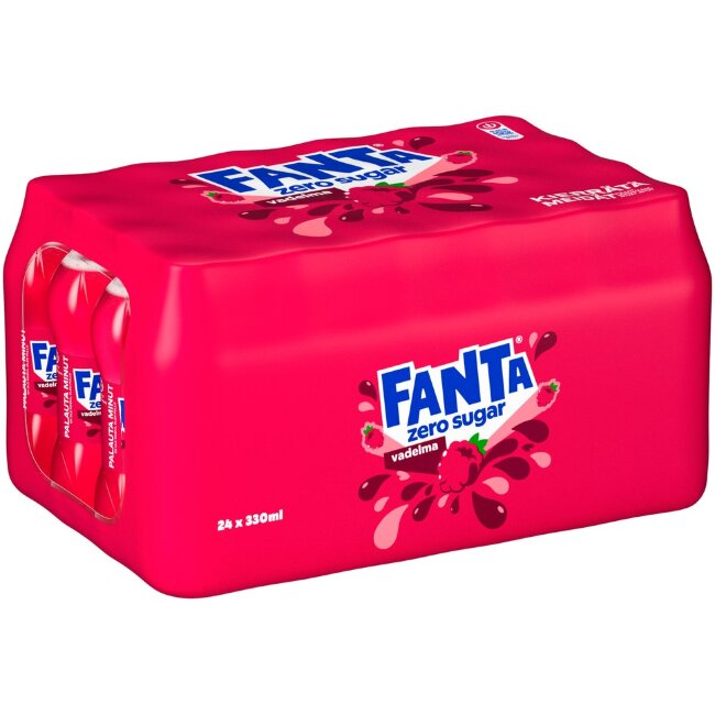 Упаковка из 24 бутылок Fanta Vadelma Zero без сахара 0.33 л