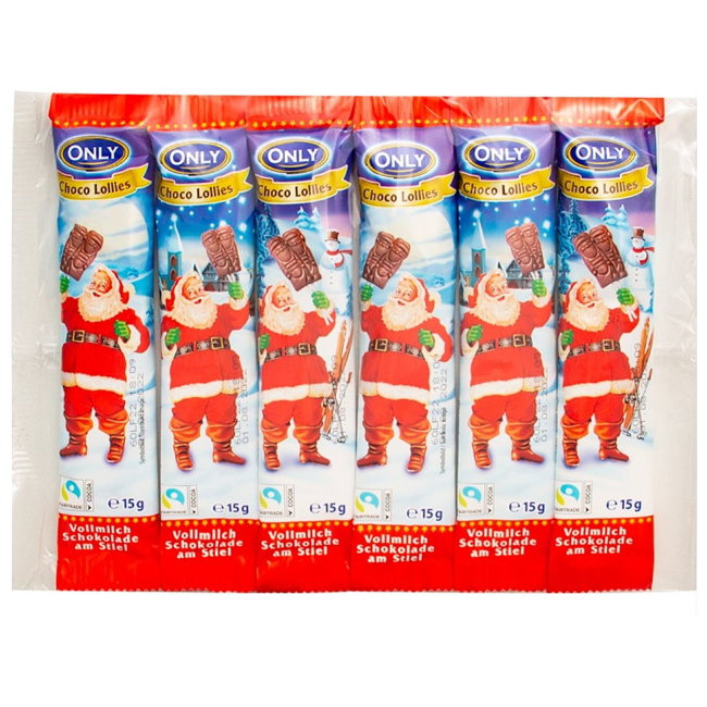 Шоколадные леденцы Санта Клаус ONLY 90 гр Шоколадные леденцы Санта Клаус ONLY 90 гр