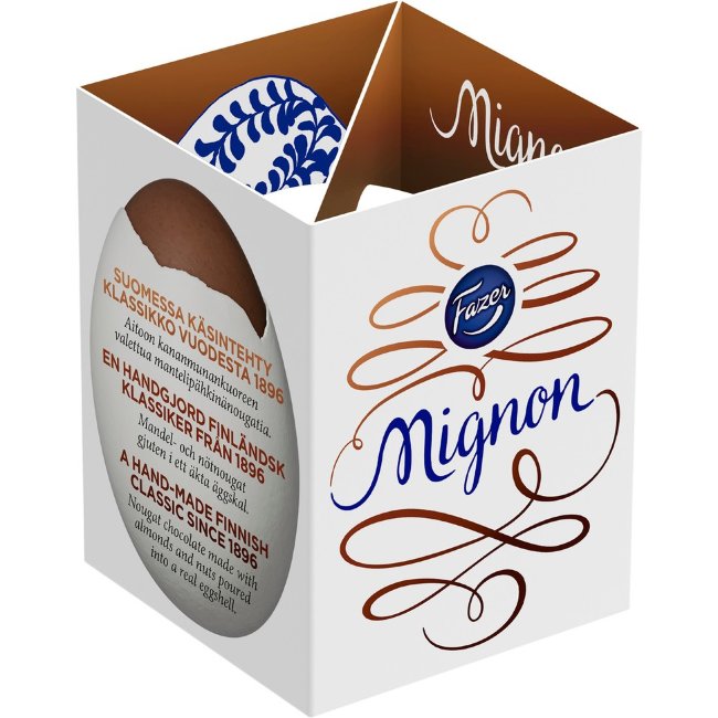 Fazer Mignon шоколадное яйцо с миндалем, грецкими орехами и нугой 52 гр Fazer Mignon шоколадное яйцо с миндалем, грецкими орехами и нугой 52 гр