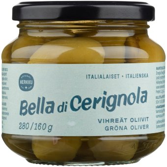 Итальянские зеленые оливки Bella di Cerignola 280 гр / 160 гр