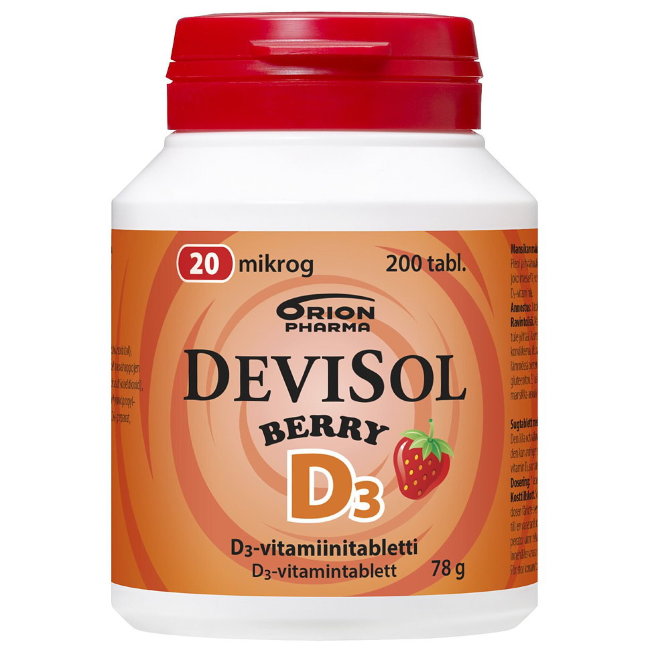 Витамины D3 20 мкг BERRY D3-Vitamiini 200 сосательных таблеток Devisol