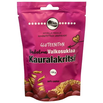 Безглютеновые овсяно-лакричные конфеты с белым шоколадом и малиной Lakumesta 120 гр