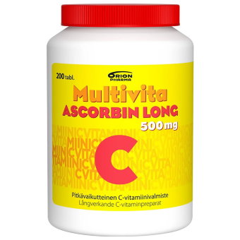 Витамин С длительного действия Multivita Ascorbin Long 500 мг аскорбиновая кислота 200 табл