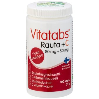 Витамины с железом Vitatabs Rauta +C 80 мг 100 капсул Hankintatukku Витамины с железом Vitatabs Rauta +C 80 мг 100 капсул Hankintatukku