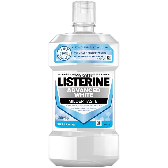 Ополаскиватель для рта Listerine Advanced White Milder Taste 500 мл Ополаскиватель для рта Listerine Advanced White Milder Taste 500 мл