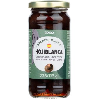 Испанские оливки без косточки Coop (черные) 235 гр Испанские оливки без косточки Coop (черные) 235 гр