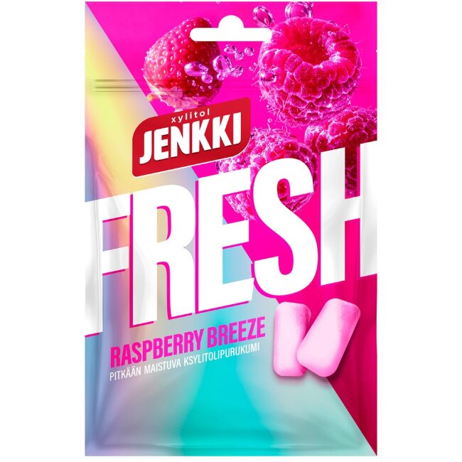 Жевательная резинка с ксилитом Jenkki Fresh Raspberry Breeze 35 гр Жевательная резинка с ксилитом Jenkki Fresh Raspberry Breeze 35 гр
