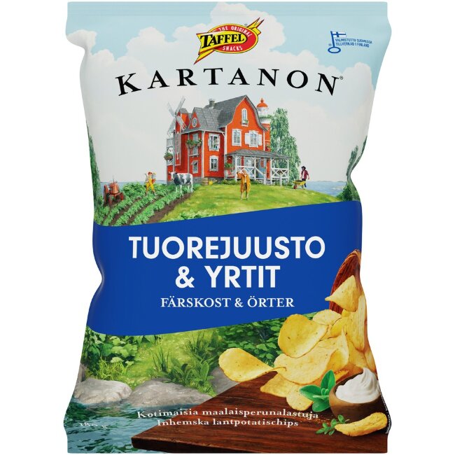 Чипсы с творожным сыром и травами Kartanon 180 гр