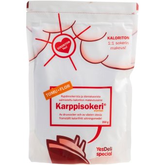 Калорийный подсластитель YesDeli Tomu Karppisokeri из виноградного сахара и растения стевии 350 гр