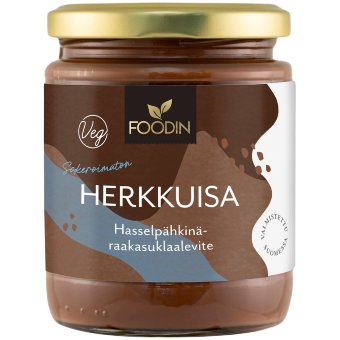 Натуральная паста с лесным орехом и шоколадом Foodin Herkkuisa без сахара 230 гр Натуральная паста с лесным орехом и шоколадом Foodin Herkkuisa без сахара 230 гр