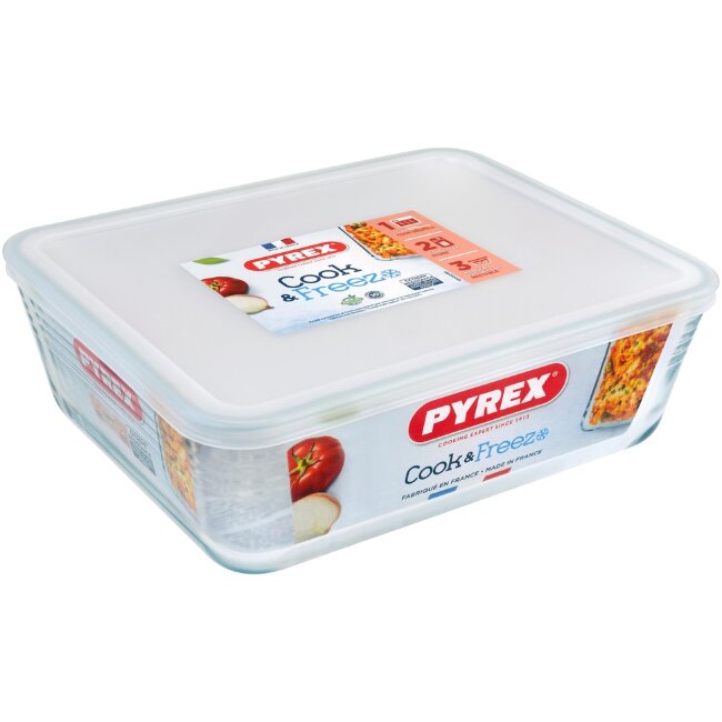 Стеклянная форма для запекания с крышкой Pyrex Cook & Freeze 27x22 см