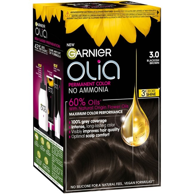 Стойкая краска для волос Garnier Olia 3.0 Soft Black 174 мл