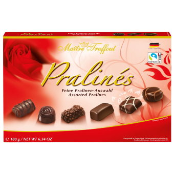 Шоколадные конфеты ассорти Maître Truffout пралине Red (красная упаковка) 180 гр