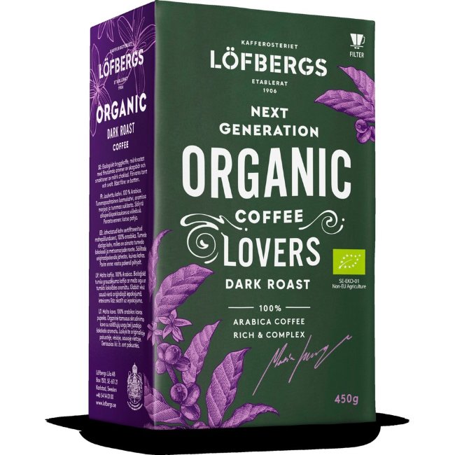 Кофе молотый Löfbergs Organic темной обжарки органический 450 гр