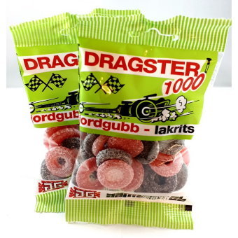 Конфеты с клубникой и лакрицей Dragster 1000, 50 гр