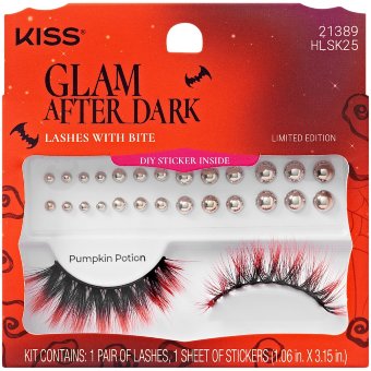 Набор для Хэллоуина Kiss с накладными ресницами и стикерами 25, 1 пара Набор для Хэллоуина Kiss с накладными ресницами и стикерами 25, 1 пара