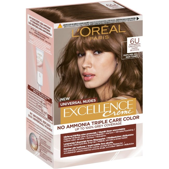 Крем-краска для волос без аммиака L'Oréal Paris Excellence Creme Universal Nudes 6U универсальный тёмный блонд 1 шт