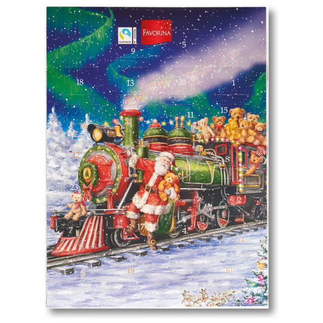 Новогодний календарь Favorina "Санта Клаус на паровозе" 75 гр
