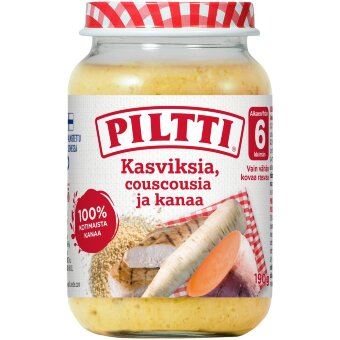 PILTTI 190g Kasviksia, couscousia ja kanaa lastenateria 6kk
