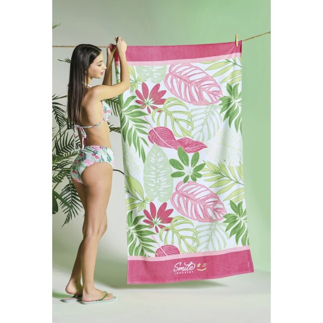 Пляжное полотенце Sorbetto Terenzia 90x170 см зелёное/розовое