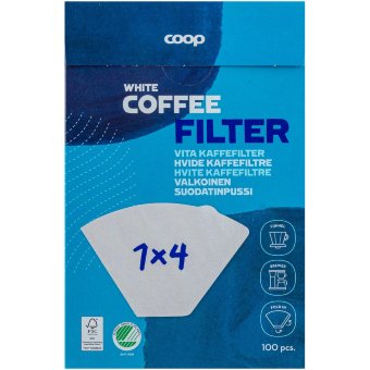 Фильтры для кофеварки Coop №1x4 белые 100 шт/уп Фильтры для кофеварки Coop №1x4 белые 100 шт/уп