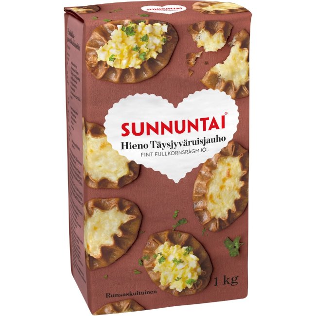 Ржаная мука грубого помола Sunnuntai (непросеянная) 1 кг
