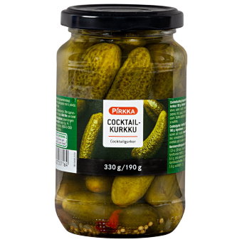 Огурцы коктейльные Pirkka 330/190 гр Огурцы коктейльные Pirkka 330/190 гр