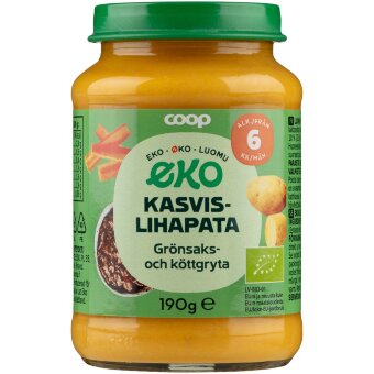 Детское пюре с овощами и мясом Coop Eko органическое 190 гр 6 мес
