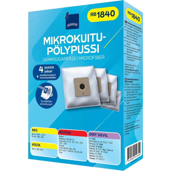 Пылесборник Rainbow RB1840 (уп 4 шт) + моторный фильтр Пылесборник Rainbow RB1840 (уп 4 шт) + моторный фильтр