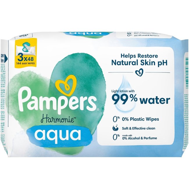 Салфетки для очищения Pampers Harmonie Aqua 144 шт
