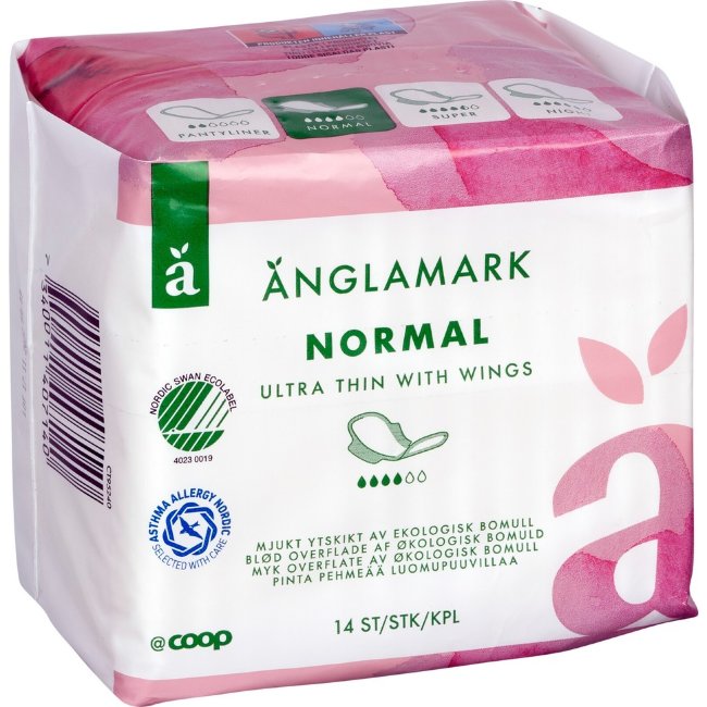 Тонкие прокладки normal Änglamark 14 шт