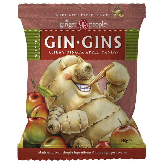 Жевательные имбирные конфеты "Пряное яблоко" Gin Gins Spicy Apple 150 гр