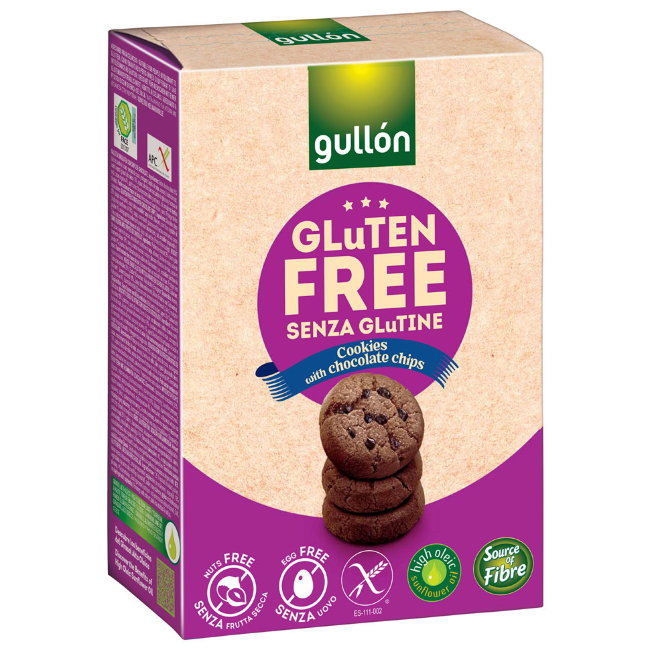 Печенье с шоколадной крошкой без глютена, Gullon Cookies With Choco Chips, 200  гр