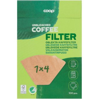 Фильтры для кофеварок Coop 1x4 неотбеленные 100 шт/уп Фильтры для кофеварок Coop 1x4 неотбеленные 100 шт/уп