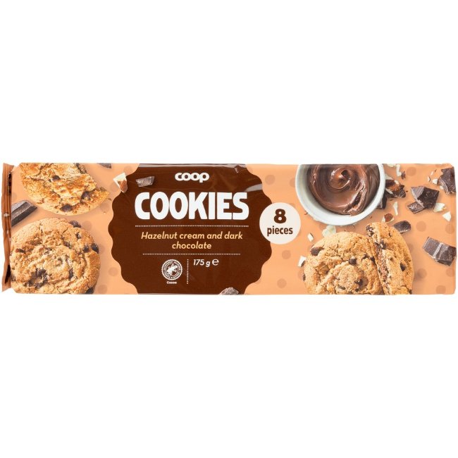 Печенье с лесным орехом и тёмным шоколадом Coop, 175 гр