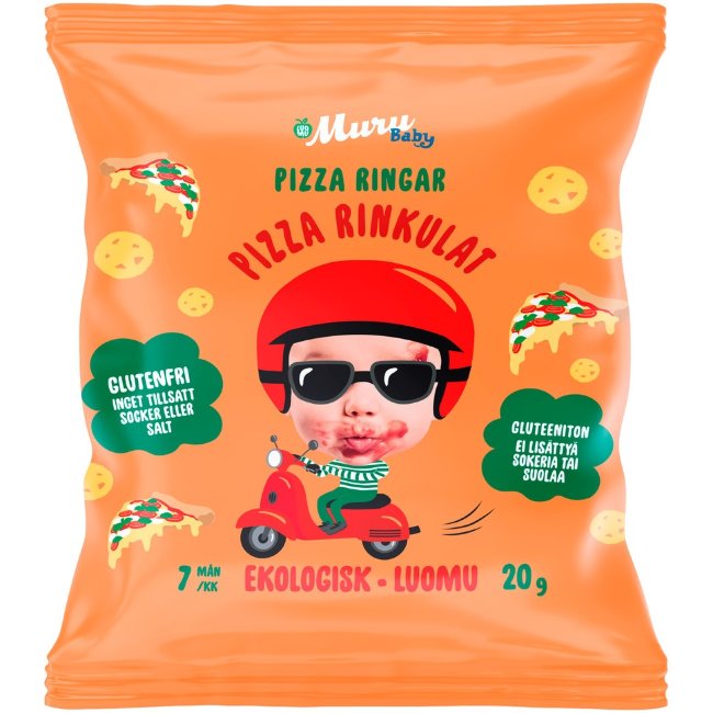 Снэки Muru Baby Luomurinkulat пицца с кукурузой, томатом и орегано 7 мес 20 гр Снэки Muru Baby Luomurinkulat пицца с кукурузой, томатом и орегано 7 мес 20 гр