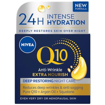 Ночной крем для лица NIVEA Q10 Anti-Wrinkle Extra Nourish глубокого восстановления 50 мл Ночной крем для лица NIVEA Q10 Anti-Wrinkle Extra Nourish глубокого восстановления 50 мл
