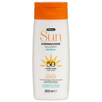 Солнцезащитный крем Pirkka Sun Sensitive SPF50 200 мл Солнцезащитный крем Pirkka Sun Sensitive SPF50 200 мл